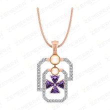 Stylish 14K Gold Diamond Geometric Frame Drop Pendant Set Sarafa Bazar India