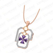 Stylish 14K Gold Diamond Geometric Frame Drop Pendant Set Sarafa Bazar India