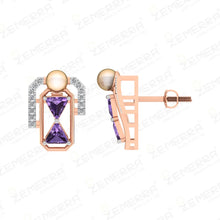 Stylish 14K Gold Diamond Geometric Frame Drop Pendant Set Sarafa Bazar India