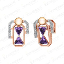 Stylish 14K Gold Diamond Geometric Frame Drop Pendant Set Sarafa Bazar India