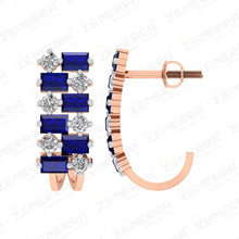 Stylish 14K Gold Diamond Ruby Buguette J-Shape Bali Sarafa Bazar India