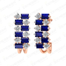 Stylish 14K Gold Diamond Ruby Buguette J-Shape Bali Sarafa Bazar India