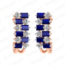 Stylish 14K Gold Diamond Ruby Buguette J-Shape Bali Sarafa Bazar India