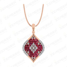 Stylish 14K Gold Diamond Ruby Marquise Stone Studded Pendant Set Sarafa Bazar India