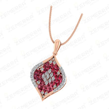 Stylish 14K Gold Diamond Ruby Marquise Stone Studded Pendant Set Sarafa Bazar India