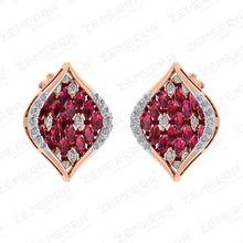 Stylish 14K Gold Diamond Ruby Marquise Stone Studded Pendant Set Sarafa Bazar India