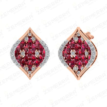 Stylish 14K Gold Diamond Ruby Marquise Stone Studded Pendant Set Sarafa Bazar India