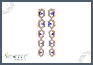 Stylish 14K Rose Gold Diamond Dangler Earring Sarafa Bazar India