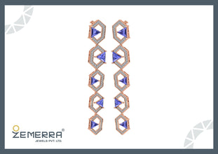 Stylish 14K Rose Gold Diamond Dangler Earrings Sarafa Bazar India