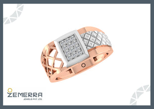 Stylish 14K Rose Gold Diamond Engagement Ring for Men Sarafa Bazar India