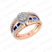 Stylish 14K Rose Gold Diamond Halo ring Sarafa Bazar India