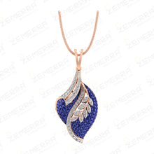 Stylish 14K Rose Gold Diamond Leaf Shape Pendant Set Design Sarafa Bazar India