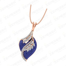Stylish 14K Rose Gold Diamond Leaf Shape Pendant Set Design Sarafa Bazar India