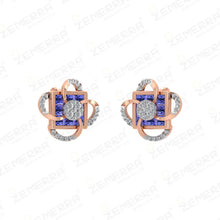 Stylish 14K Rose Gold Diamond Pendant Full Set Sarafa Bazar India