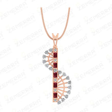 Stylish 14K Rose Gold Diamond Vertical Curve Statement Pendant Sarafa Bazar India