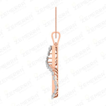 Stylish 14K Rose Gold Diamond Vertical Curve Statement Pendant Sarafa Bazar India