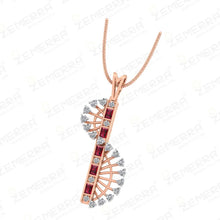 Stylish 14K Rose Gold Diamond Vertical Curve Statement Pendant Sarafa Bazar India