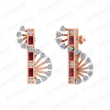 Stylish 14K Rose Gold Diamond Vertical Curve Statement Pendant Sarafa Bazar India