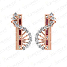 Stylish 14K Rose Gold Diamond Vertical Curve Statement Pendant Sarafa Bazar India