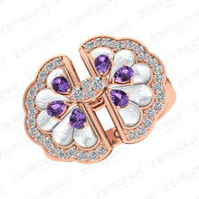 Stylish 14K Rose Gold Diamond White MOP Cocktail Ring Design Sarafa Bazar India