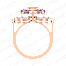 Stylish 14K Rose Gold Diamond White MOP Cocktail Ring Design Sarafa Bazar India
