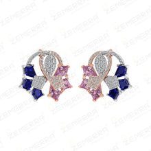 Stylish 14K Rose Gold pair of women's diamond earrings Sarafa Bazar India