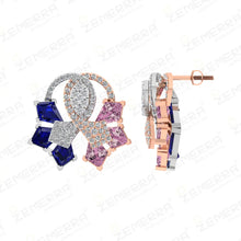 Stylish 14K Rose Gold pair of women's diamond earrings Sarafa Bazar India