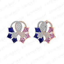 Stylish 14K Rose Gold pair of women's diamond earrings Sarafa Bazar India