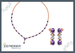 Stylish 14k Rose Gold Diamond Necklace Set For Women Sarafa Bazar India