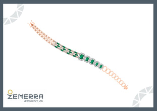 Stylish Green Buguette Stone Diamond Bracelets in 14K Gold Sarafa Bazar India