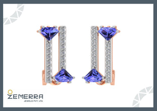 Stylish Nutural Diamond J-Shaped Bali in 14K Gold Sarafa Bazar India