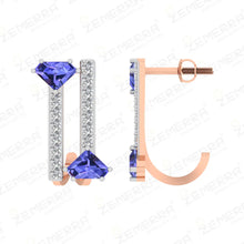 Stylish Nutural Diamond J-Shaped Bali in 14K Gold Sarafa Bazar India