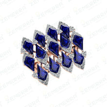 14K Gold Diamond Rings With Blue stone Sarafa Bazar India