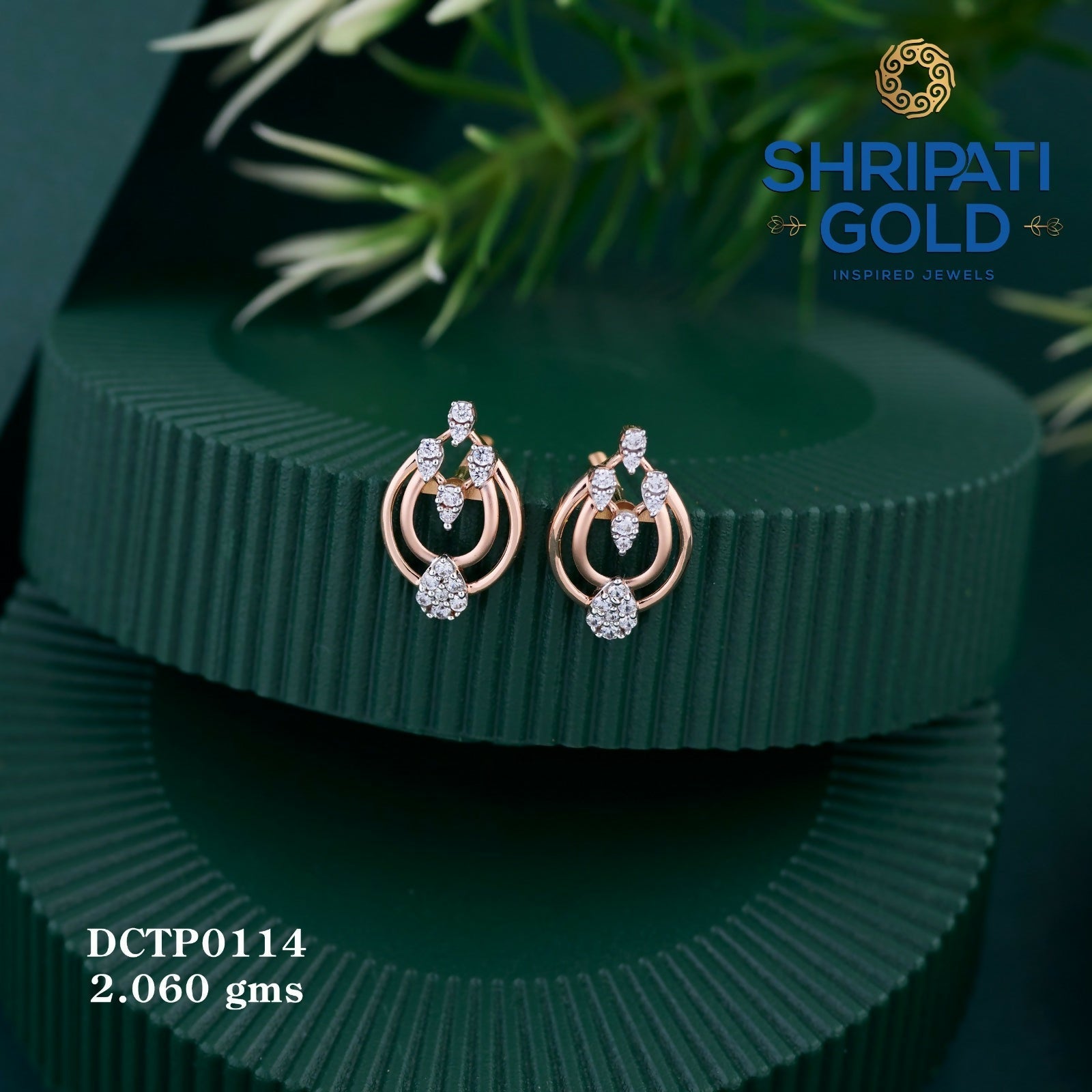 Rose Gold Earring Sarafa Bazar India