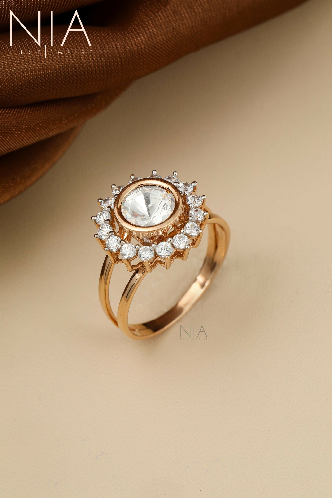 Rose Gold Ladies Ring Sarafa Bazar India