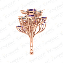14K Gold Diamond Amethyst Engagement Double Finger Ring Sarafa Bazar India
