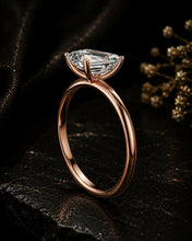 Emerald Cut Lab Grown Diamond Women's Ring 9Kt Rose Gold LR-68 Sarafa Bazar India