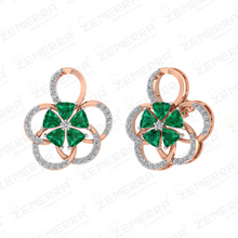 High Quality 14K Gold Diamond Green Floral Pendant Set Sarafa Bazar India