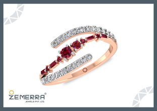 Classy Diamond Ruby Wrap Ring For Her in 14KT Rose Gold Sarafa Bazar India