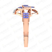 Tanzanite Diamond Baguette Ring in 14k Rose Gold Sarafa Bazar India