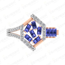Tanzanite Diamond Baguette Ring in 14k Rose Gold Sarafa Bazar India