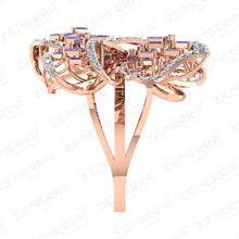 Tanzanite Diamond Bow Ring in 14k Rose Gold Sarafa Bazar India