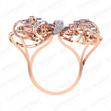 Tanzanite Diamond Bow Ring in 14k Rose Gold Sarafa Bazar India