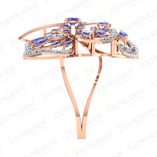 Tanzanite Diamond Butterfly Ring in 14k Rose Gold Sarafa Bazar India