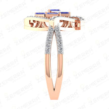 Tanzanite Diamond Cocktail Ring in 14k Rose Gold Sarafa Bazar India