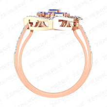Tanzanite Diamond Cocktail Ring in 14k Rose Gold Sarafa Bazar India