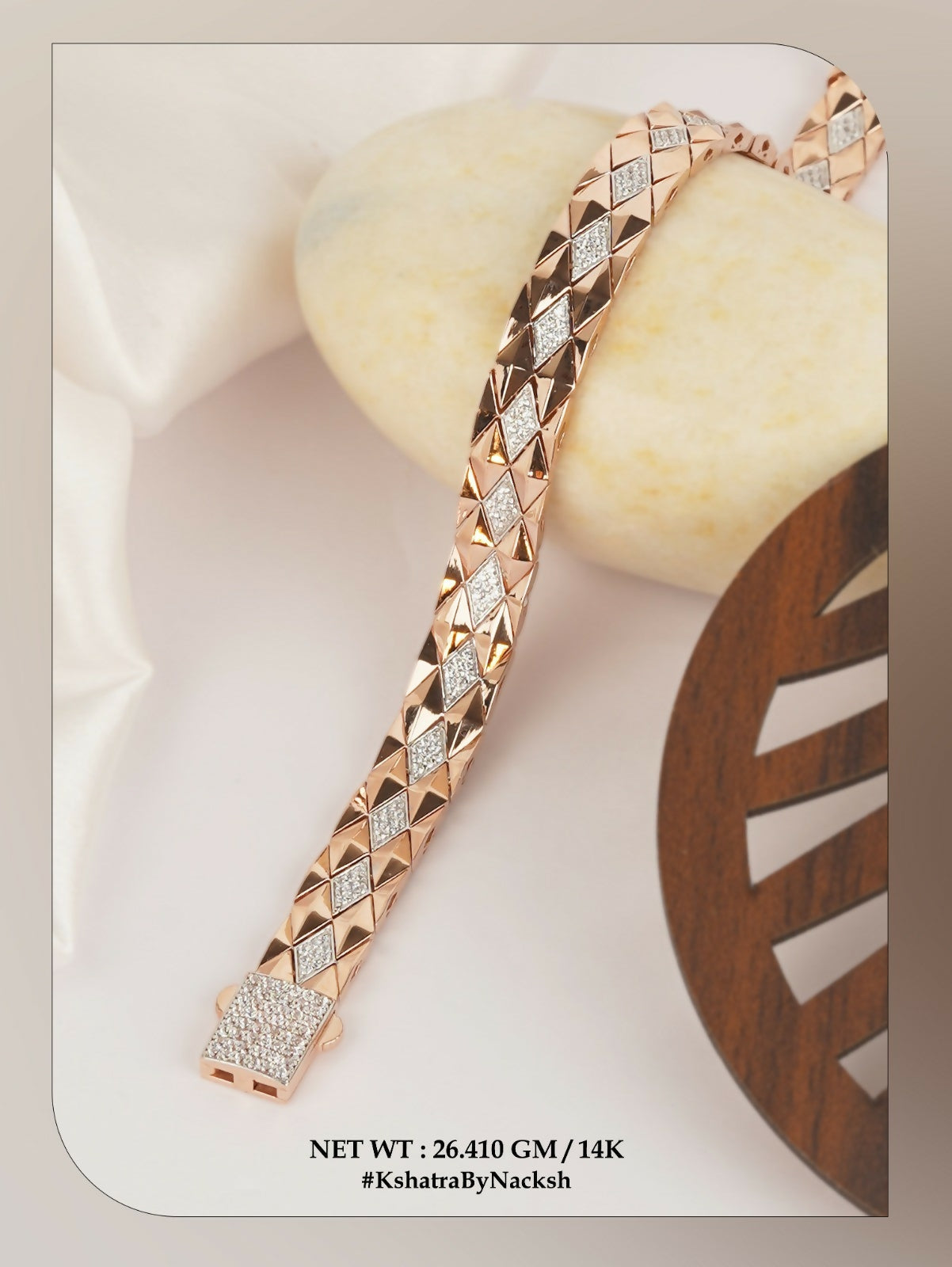 14kt Rose Gold Italian Gents Bracelet Sarafa Bazar India