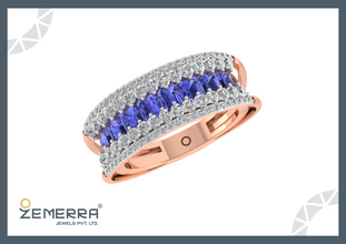 Luxury 14K Rose Gold Diamond Engagement Band Ring Sarafa Bazar India