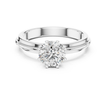 Round Cut Lab Grown Diamond Women's Ring 9Kt White Gold LR-6 Sarafa Bazar India