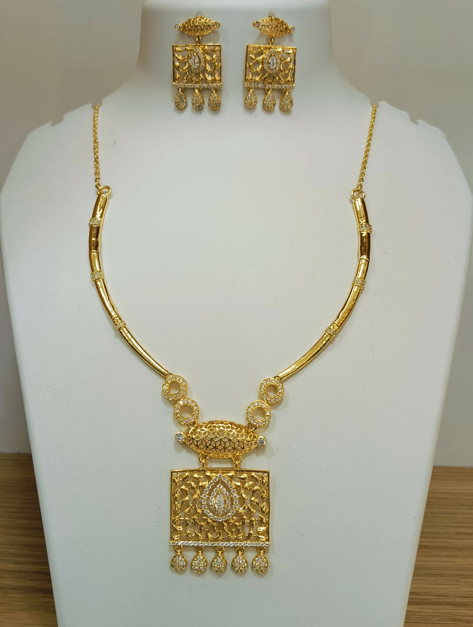 925 Silver Gold Plated Necklace Sarafa Bazar India